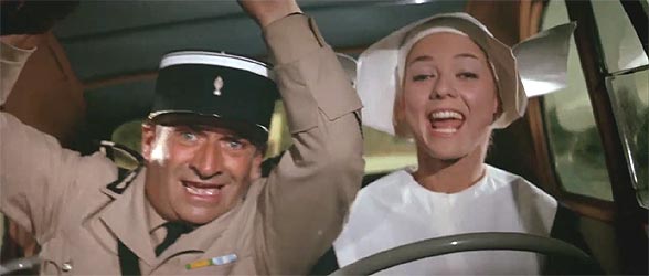 De 2 PK rit met de non, uit &rsquo;Le Gendarme de Saint-Tropez&rsquo; (1964)